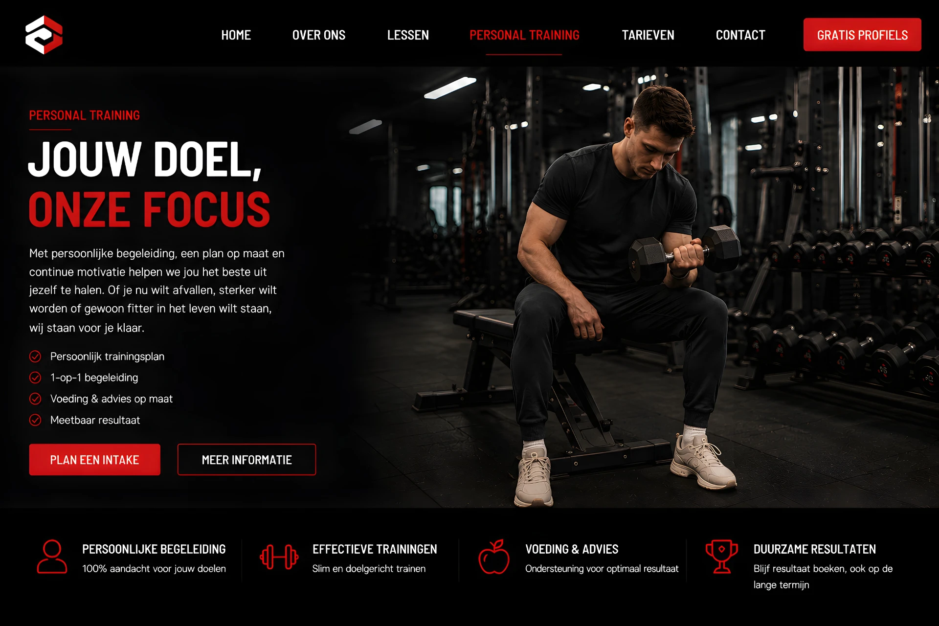 Sportschool — personal training pagina
