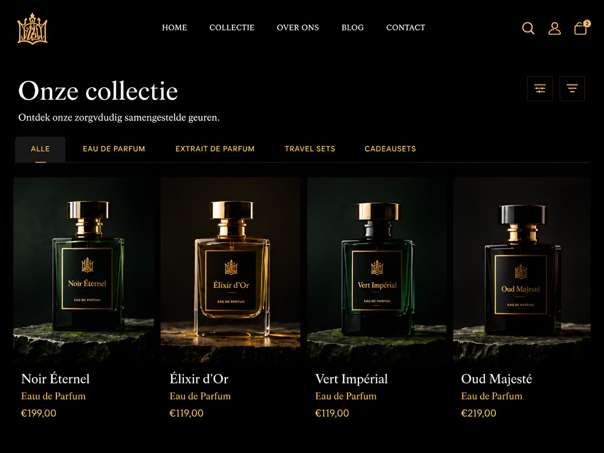 Maison Noir — collectieoverzicht met filters
