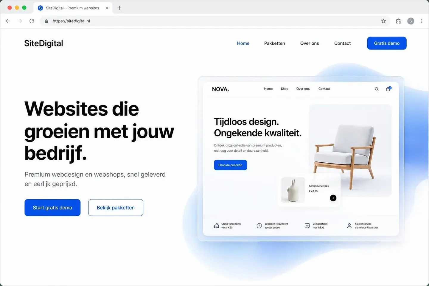 Modern website voorbeeld